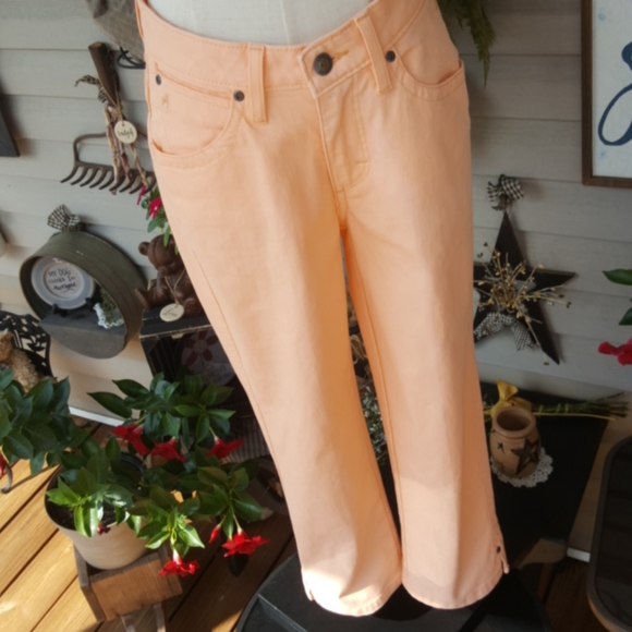 AURA ♡ Gorgeous Vintage Thick Cotton Peachy Orange Cropped Pant Capris 2P Avg - Picture 5 of 17